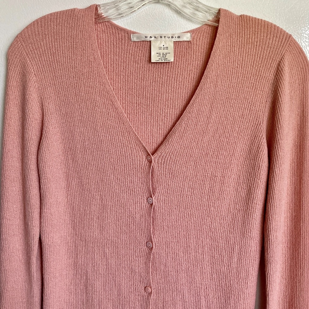 Peach Max Studio Flutter Sleeve Cardigan Sweater - image 2